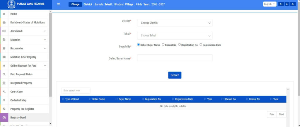 jamabandi Punjab registry deed