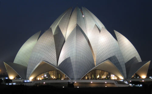 The Beautiful Lotus Temple All Lit Up