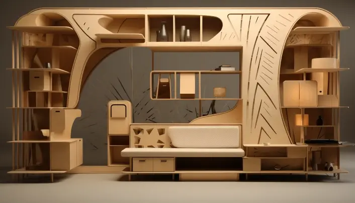 A multifunctional plywood almirah design layout