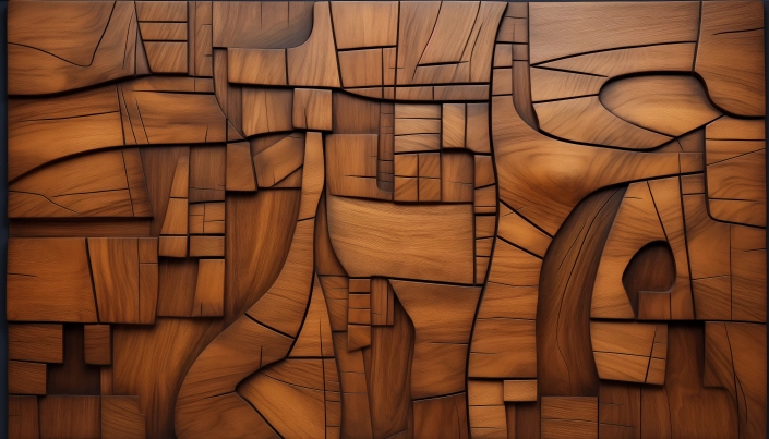 Abstract Art Teak Wood Door design