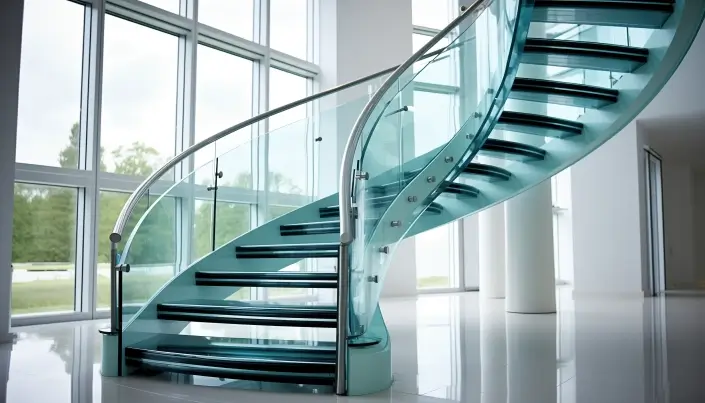 Aluminum frame - glass staircase designs