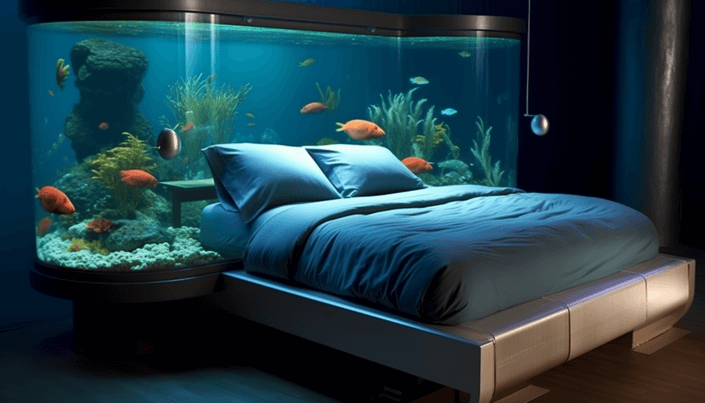 Aquarium bed frame layout idea for the bedroom