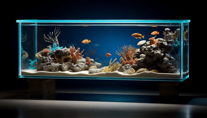 Aquarium console table décor