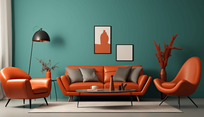 Burnt Orange room combined with mint green