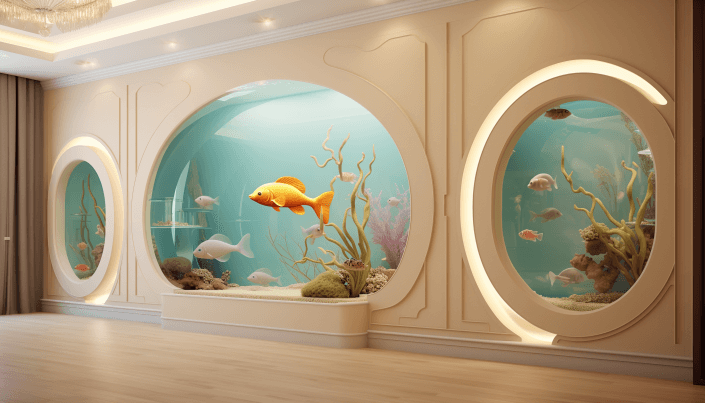 Doorway wall aquarium home design