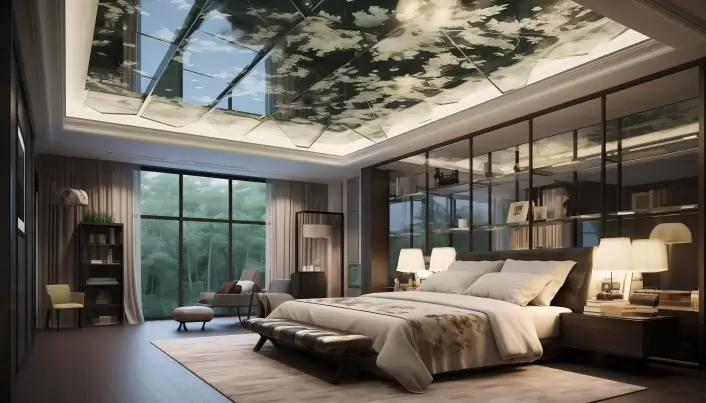 Glass bedroom ceiling design
