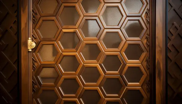 Honeycomb Jali Wooden Door Design