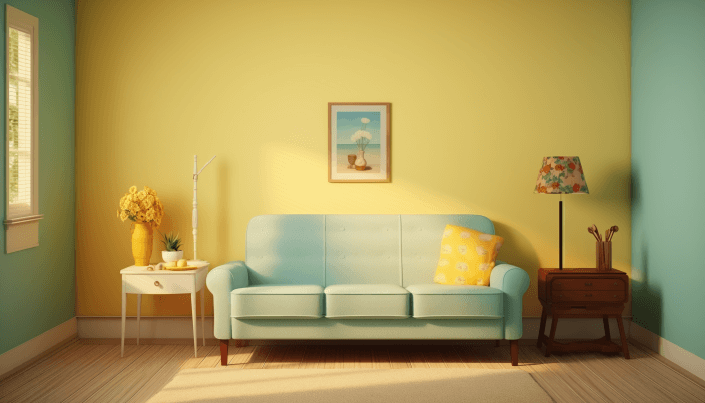 Pale Yellow Wall Colour Combination With Light Blue