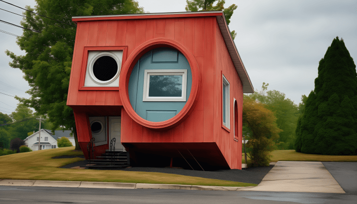 house with a pop out window 