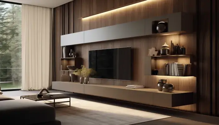 Sleek TV Unit Design In Living Room