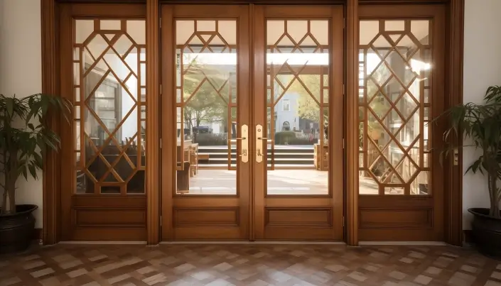 Teakwood Doors with Glass Side Panels