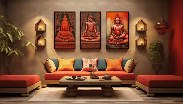 Traditional wall decor in living space