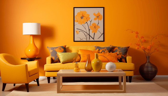 Yellow wall combinations with Orange 
