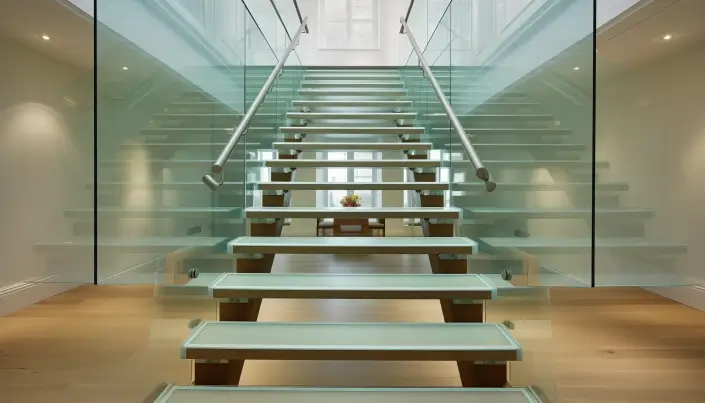 bolted clear sheet glass staircase design