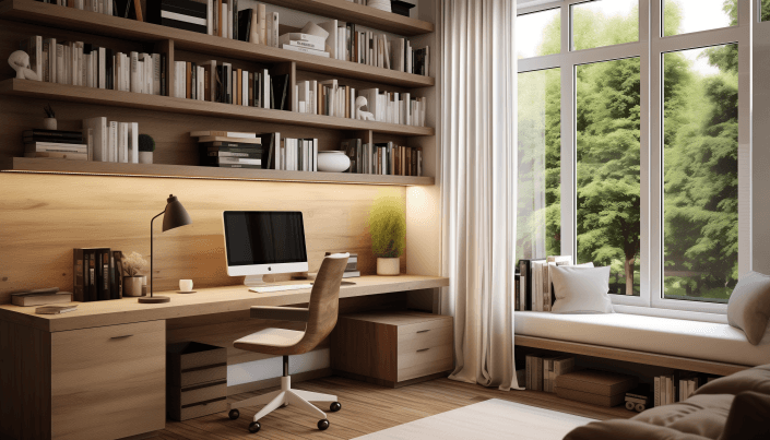 combination of brown and white study room