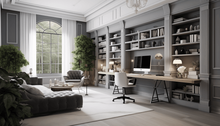 combination of gray and white study room