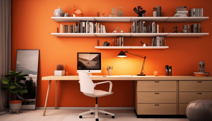 orange study room
