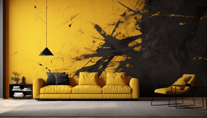 Dark Yellow Wall Colour Combination With Black