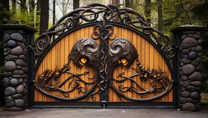 Gate With Combination Of Wood and Iron 