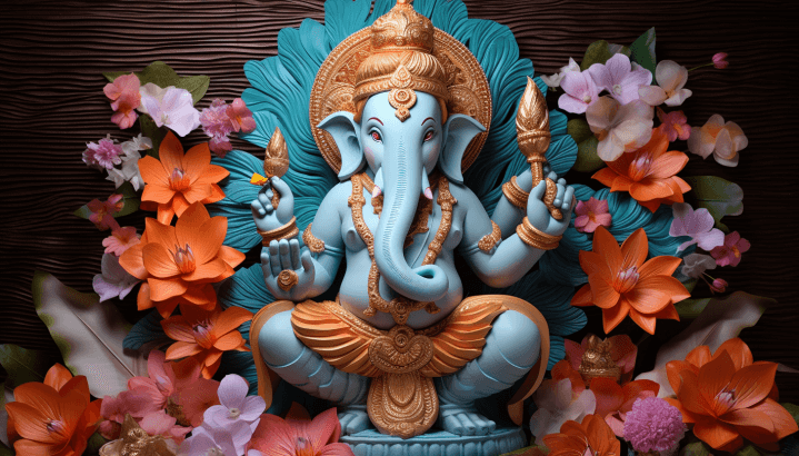 The Ganpati Decoration Ideas For Home Comprising Paper Palms