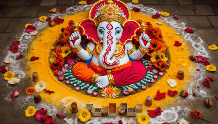 Decorate a Ganesh with Some Homemade Rangoli.