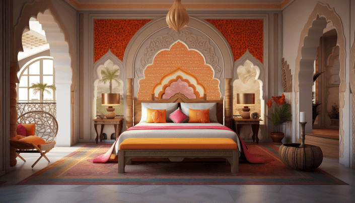 vivid colored bedroom