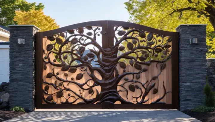Walnut - Modern Jali Design Gates