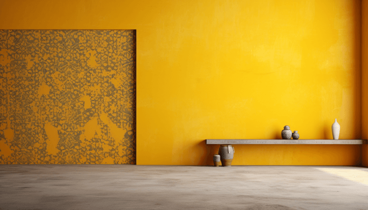 Yellow wall combination with grey