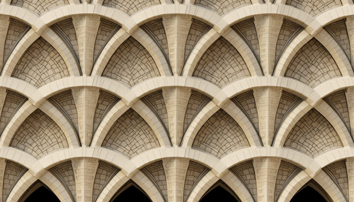 A Repeating Pattern Of Arches In Tiled Form