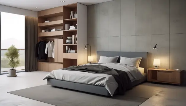Bedroom’s Cement Almirah Design