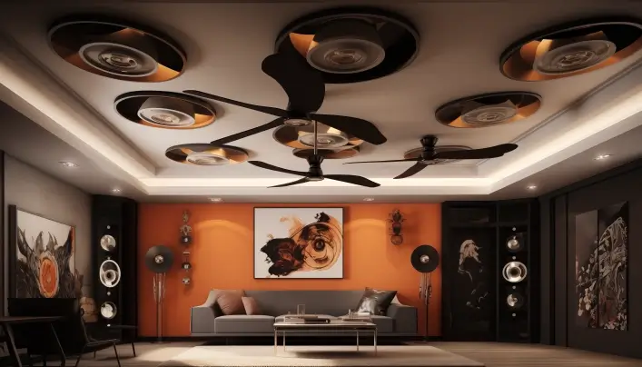 Ceiling designs with 2 fans & POP Customization
