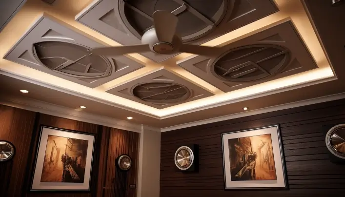 Ceiling designs with 2 fans and POP frames