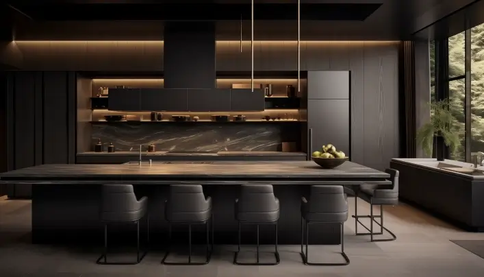 Contemporary Luxury Kitchen with Charcoal Paneling