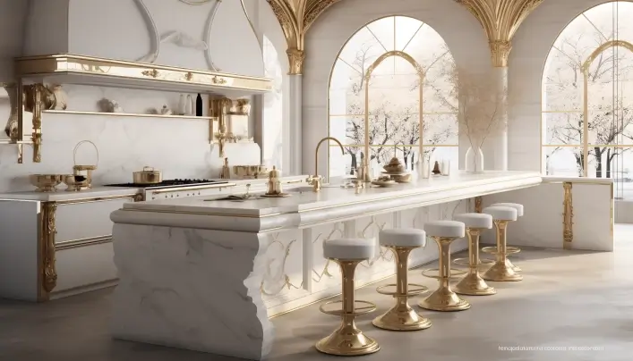 Design for a White Kitchen with Gold Accents