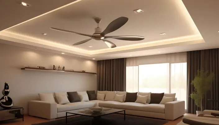 Floating false ceiling with fan layout