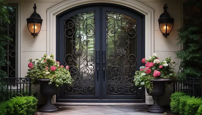Main Entrance Wrought Iron And Glass Door