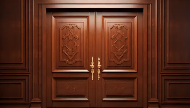 Panelled design Double Door Design For The Main Entrance