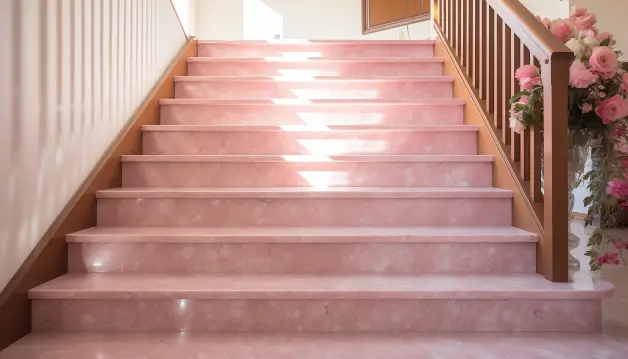 Pink & White Granite Stairs