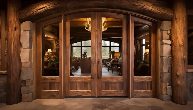 Rustic Wood And Glass Door