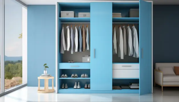 Skyblue with Bright White Color Wardrobe