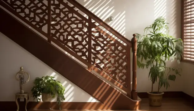 Staircase Grilles with a Brown Wooden Finish