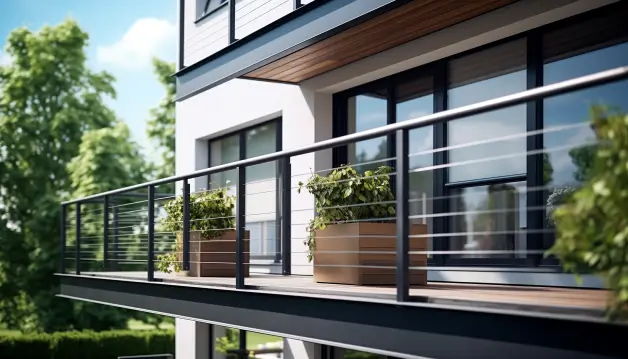 Steel balcony handrails with a minimalist approach
