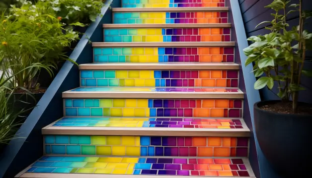 Tiles in a rainbow’s colours