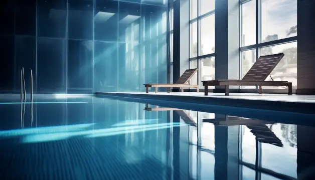Water in an indoor pool already causes a naturally reflective surface