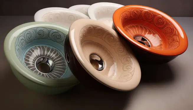 Wheel-shaped ceramic basins