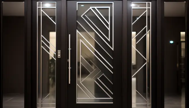 Widely Opened Glass Modern Main Door Design