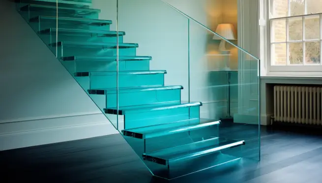 all glass steps and railings stair design