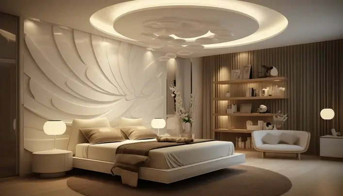 circular Bedroom Ceiling Design With Fan