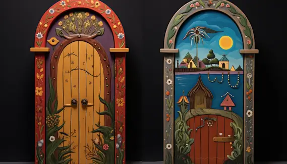 folk art-inspired single-door designs