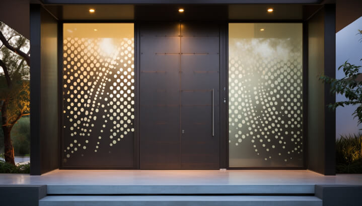 Metal-Dotted Main Door Design
